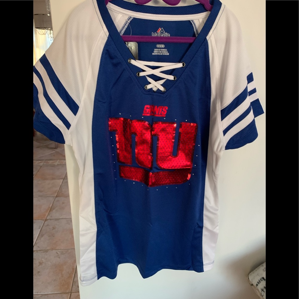 NFL New York Giants woman’s tee shirts bling bling sexy laced up size M New
